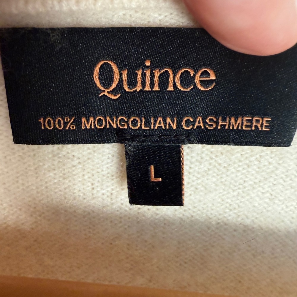 Quince Mongolian Cashmere Crewneck Sweater Womens Large Ivory Capsule Staple - Picture 4 of 7